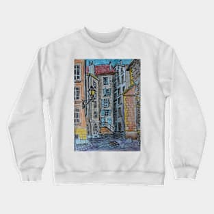 Watercolor Sketch - Genève, Old Town, Rue de Saint-Germain from Rue des Grandes. Crewneck Sweatshirt